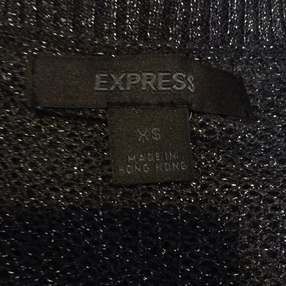 Express Black/ Dark Gray Metallic Knit Top Size XS - Picture 4 of 5